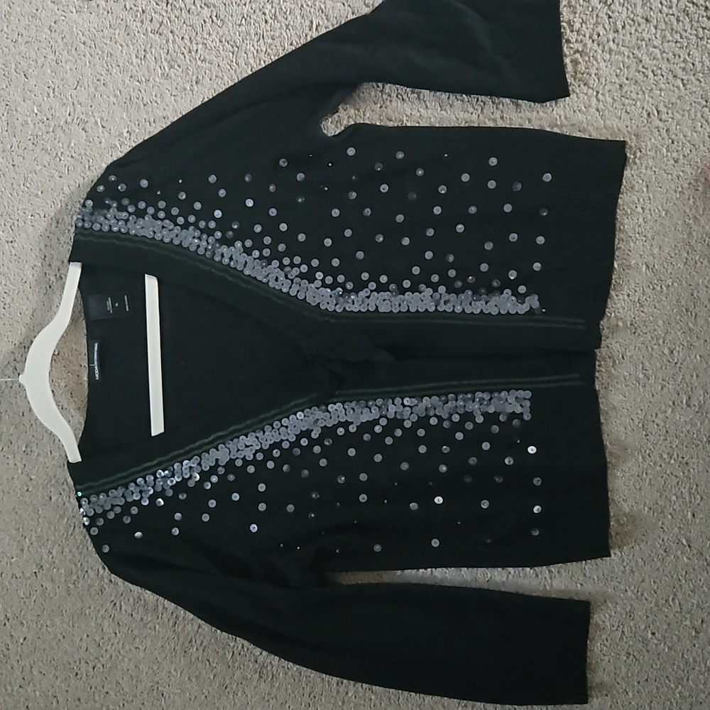 Moda International sequins, silk, and cashmere sweater
